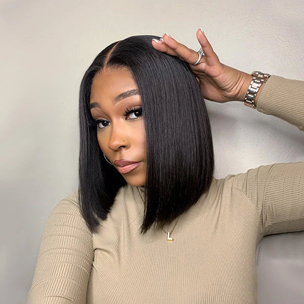 Silky Blunt Cut Bob Lace Wig