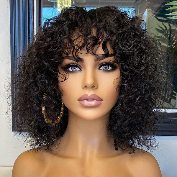 Water Wave With Bangs Lace Wig